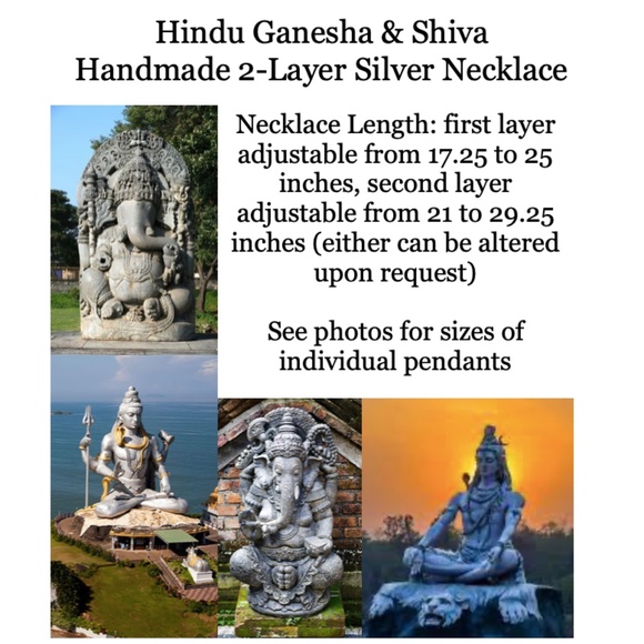 Hindu Ganesha & Shiva Handmade 2-Layer Silver Necklace - Picture 14 of 15